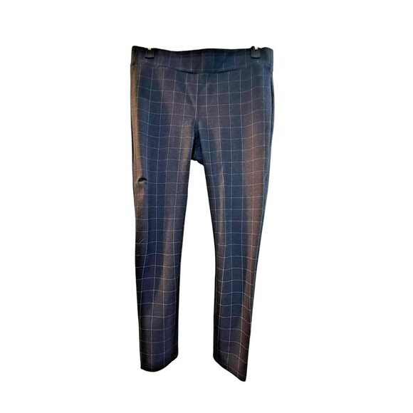 Loft Pants - Loft Womens Pants Size Large Blue Window Pane Plaid Pull On Stretch Straight Leg